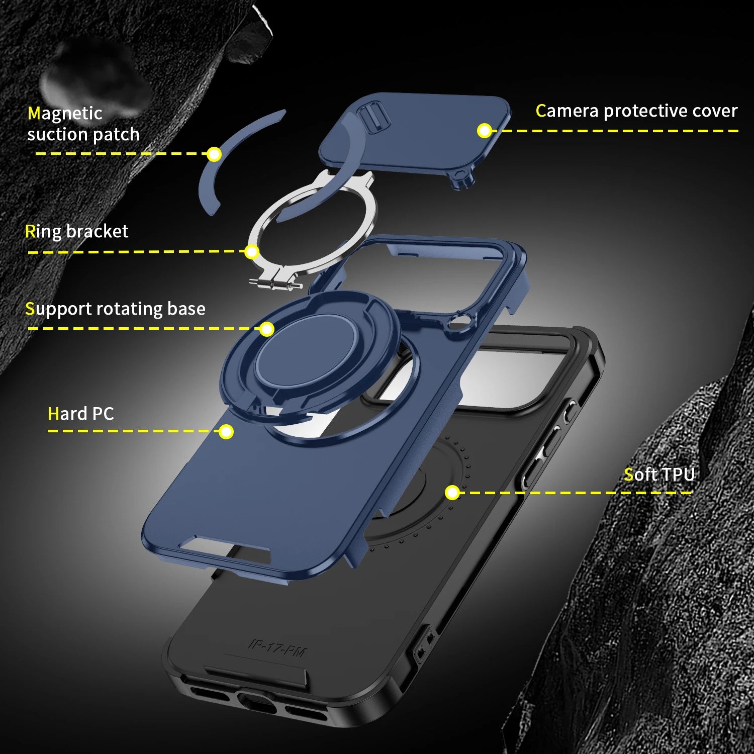 Luxury iPhone Case — Heavy-Duty Rugged Armor Magnetic Bracket with Shockproof PC Cover, Anti-Fingerprint, Anti-Scratch Protection