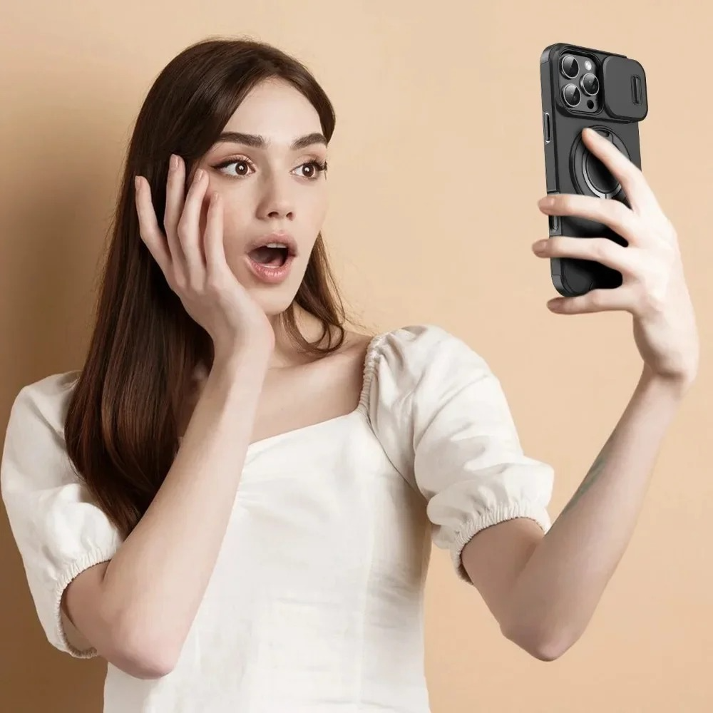 Luxury iPhone Case — Heavy-Duty Rugged Armor Magnetic Bracket with Shockproof PC Cover, Anti-Fingerprint, Anti-Scratch Protection