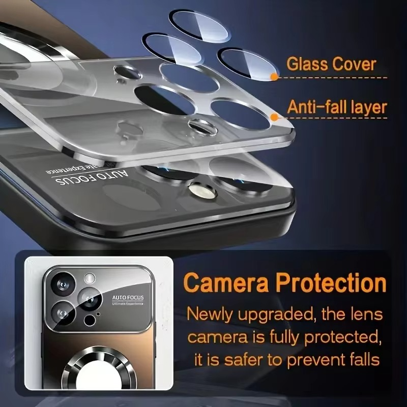 Luxury iPhone Case — Large Window Magnetic MagSafe Wireless-Charging Half-Wrapped Cover with Lens Protection, Shockproof Design, Anti-Fingerprint Non-Slip Finish