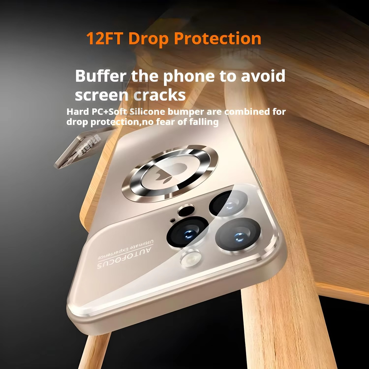 Luxury iPhone Case — Large Window Magnetic MagSafe Wireless-Charging Half-Wrapped Cover with Lens Protection, Shockproof Design, Anti-Fingerprint Non-Slip Finish