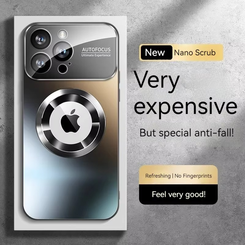 Luxury iPhone Case — Large Window Magnetic MagSafe Wireless-Charging Half-Wrapped Cover with Lens Protection, Shockproof Design, Anti-Fingerprint Non-Slip Finish