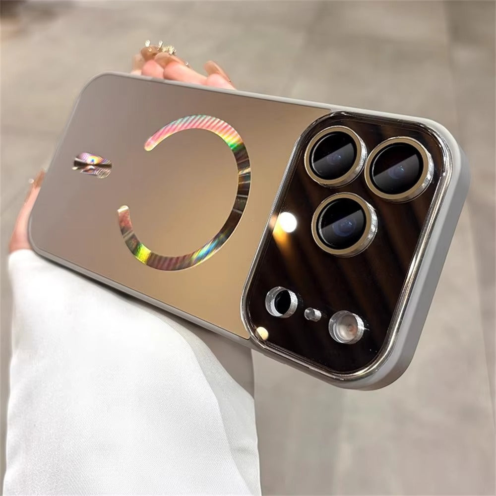 Luxury iPhone Case — Laser Camera Window MagSafe Magnetic Wireless-Charging Full Cover with Matte Glass Lens Protection, Shockproof, Anti-Fingerprint Design