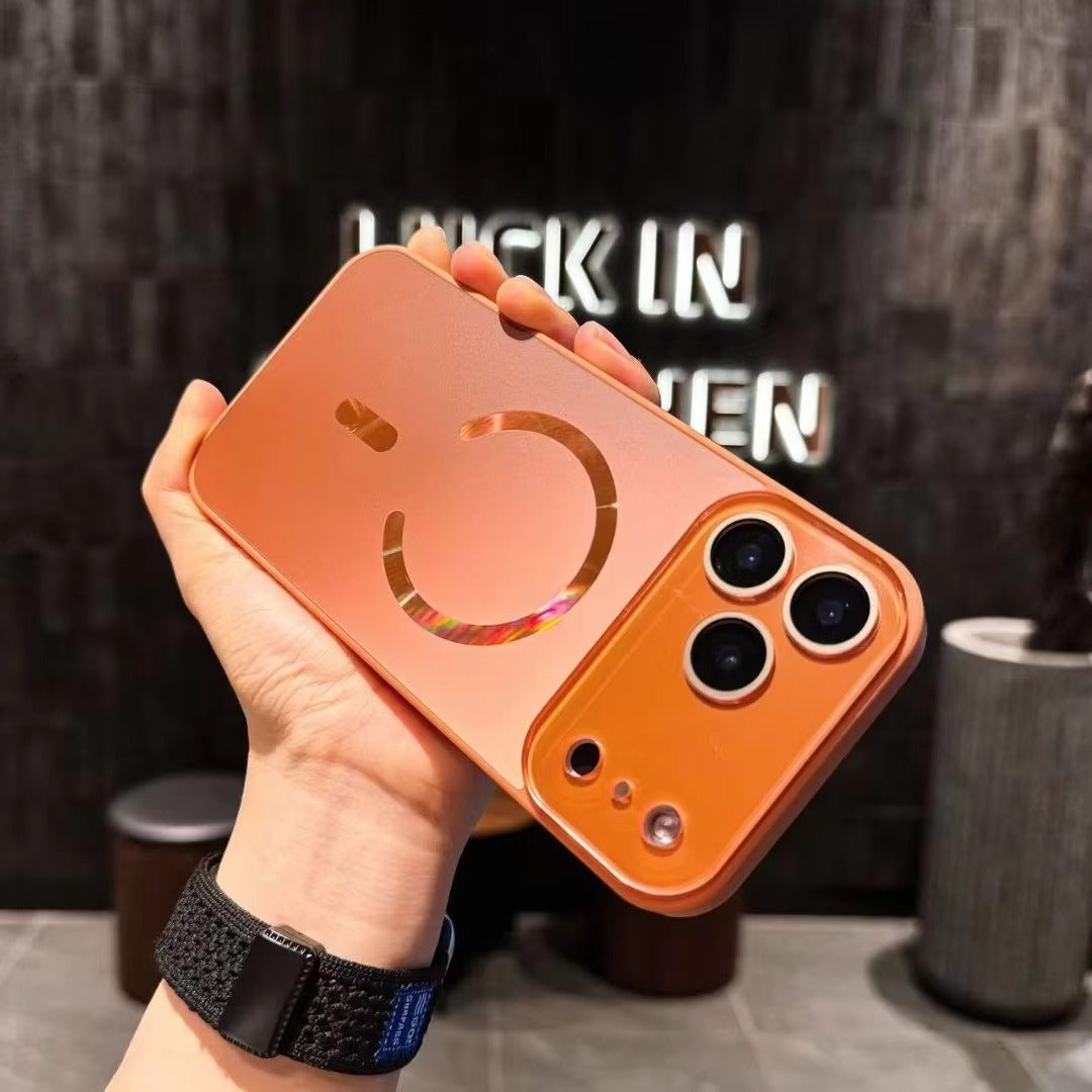 Luxury iPhone Case — Laser Camera Window MagSafe Magnetic Wireless-Charging Full Cover with Matte Glass Lens Protection, Shockproof, Anti-Fingerprint Design