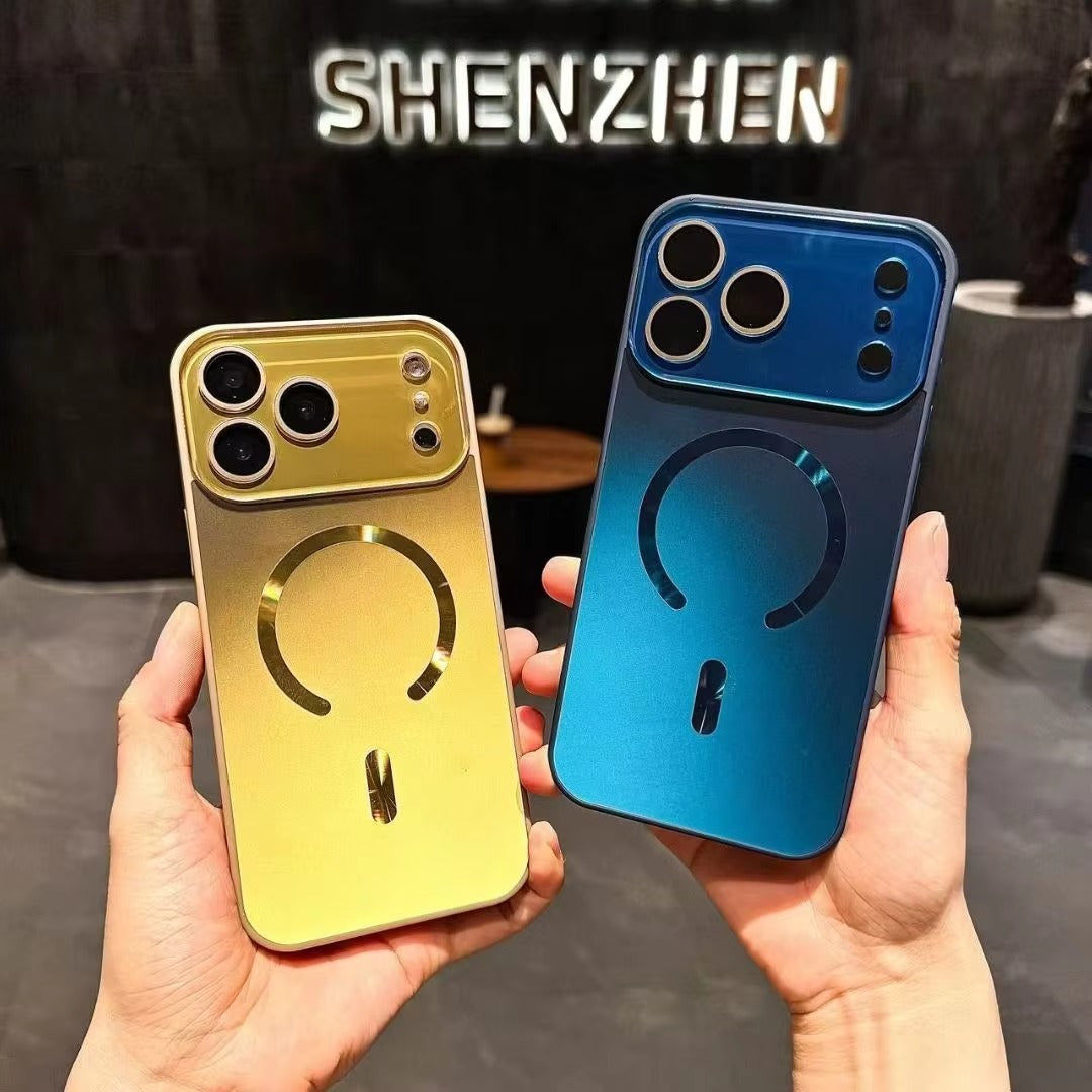 Luxury iPhone Case — Laser Camera Window MagSafe Magnetic Wireless-Charging Full Cover with Matte Glass Lens Protection, Shockproof, Anti-Fingerprint Design