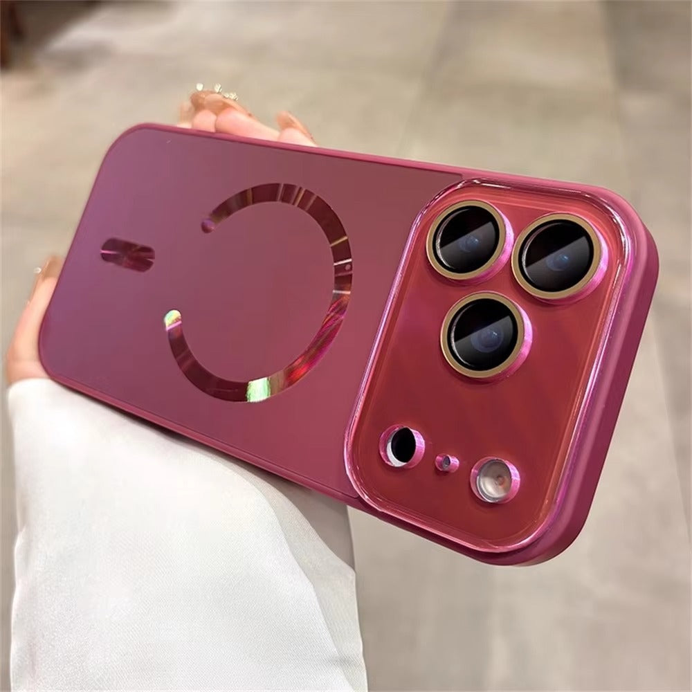 Luxury iPhone Case — Laser Camera Window MagSafe Magnetic Wireless-Charging Full Cover with Matte Glass Lens Protection, Shockproof, Anti-Fingerprint Design