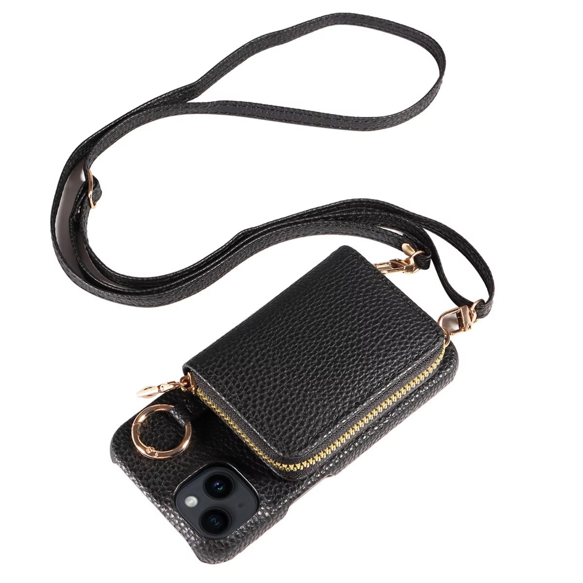 Luxury Leather Wallet iPhone Case — PU Leather Cover with Card Slots, Lanyard Strap, Shockproof Anti-Scratch Design, Lightweight and Dustproof