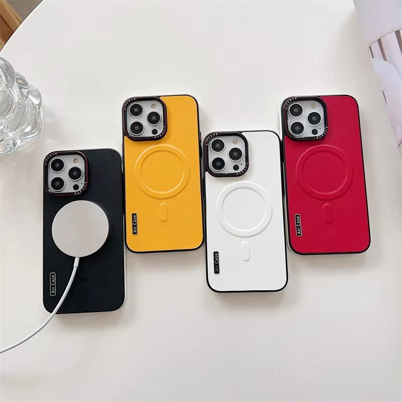 Luxury iPhone Case — MagSafe Compatible Leather Half-Wrapped Magnetic Shockproof Cover with Lens Protection, Anti-Fingerprint, Dustproof, Lightweight Non-Slip Design