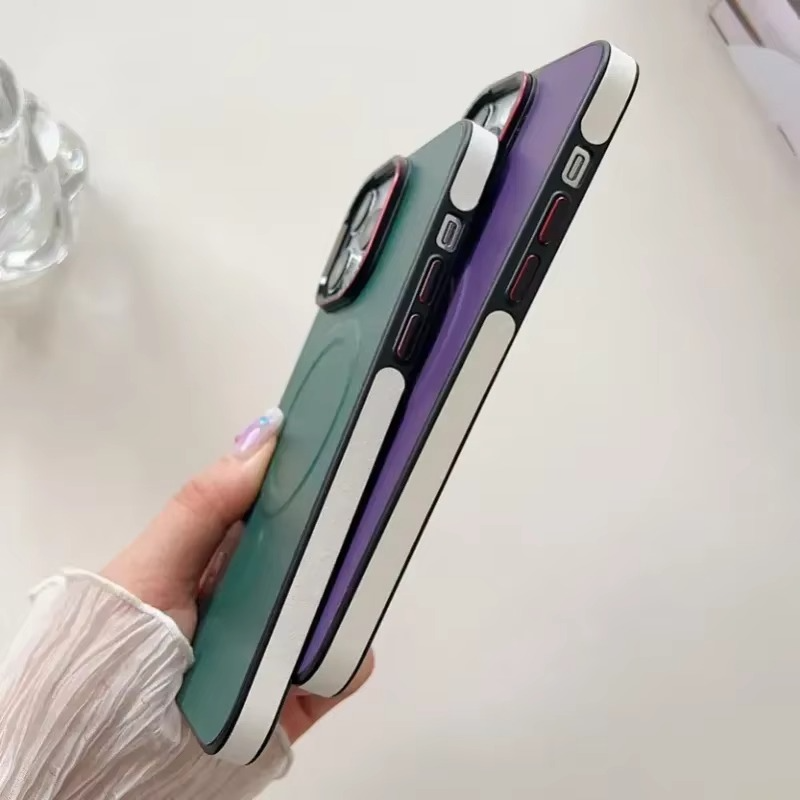 Luxury iPhone Case — MagSafe Compatible Leather Half-Wrapped Magnetic Shockproof Cover with Lens Protection, Anti-Fingerprint, Dustproof, Lightweight Non-Slip Design