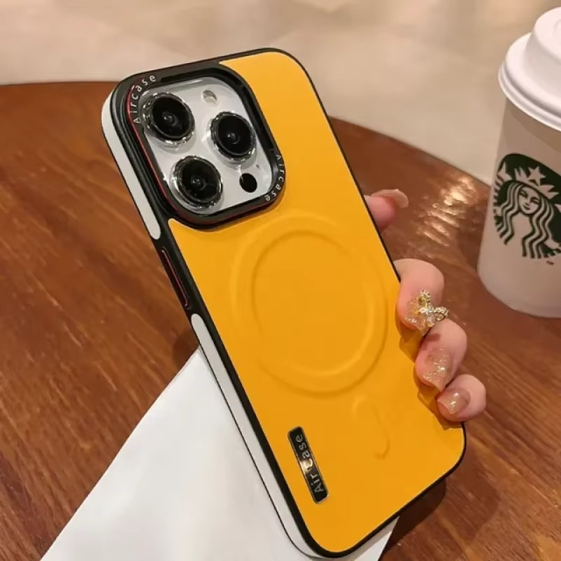 Luxury iPhone Case — MagSafe Compatible Leather Half-Wrapped Magnetic Shockproof Cover with Lens Protection, Anti-Fingerprint, Dustproof, Lightweight Non-Slip Design