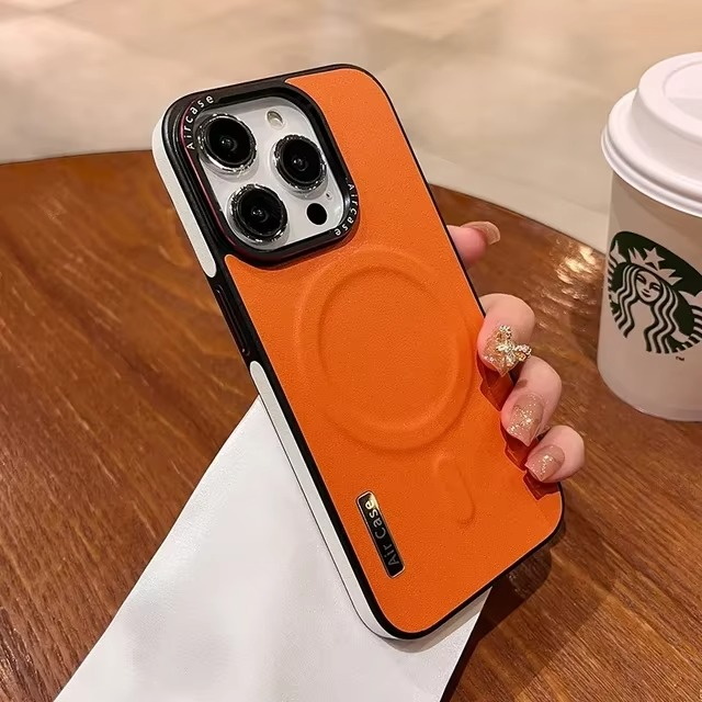 Luxury iPhone Case — MagSafe Compatible Leather Half-Wrapped Magnetic Shockproof Cover with Lens Protection, Anti-Fingerprint, Dustproof, Lightweight Non-Slip Design