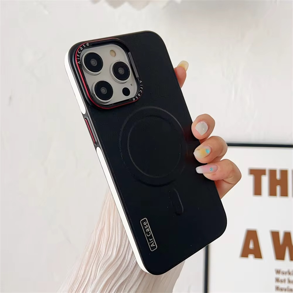 Luxury iPhone Case — MagSafe Compatible Leather Half-Wrapped Magnetic Shockproof Cover with Lens Protection, Anti-Fingerprint, Dustproof, Lightweight Non-Slip Design