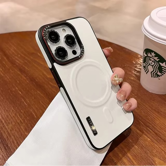 Luxury iPhone Case — MagSafe Compatible Leather Half-Wrapped Magnetic Shockproof Cover with Lens Protection, Anti-Fingerprint, Dustproof, Lightweight Non-Slip Design