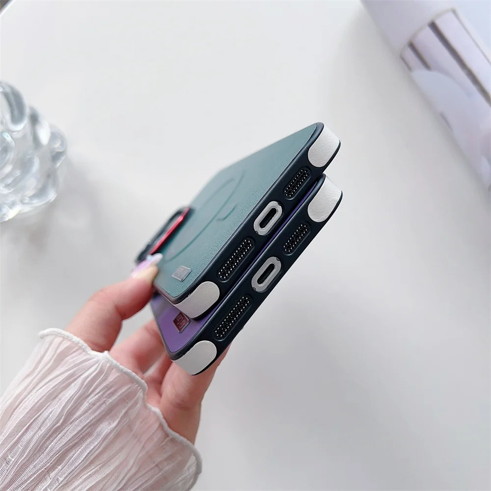 Luxury iPhone Case — MagSafe Compatible Leather Half-Wrapped Magnetic Shockproof Cover with Lens Protection, Anti-Fingerprint, Dustproof, Lightweight Non-Slip Design