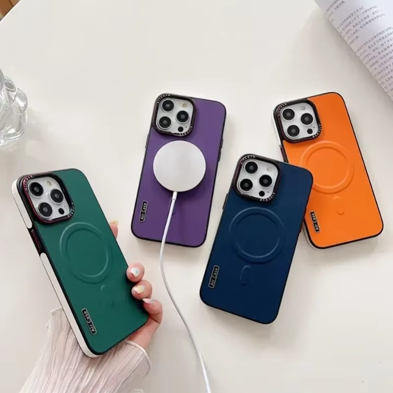 Luxury iPhone Case — MagSafe Compatible Leather Half-Wrapped Magnetic Shockproof Cover with Lens Protection, Anti-Fingerprint, Dustproof, Lightweight Non-Slip Design