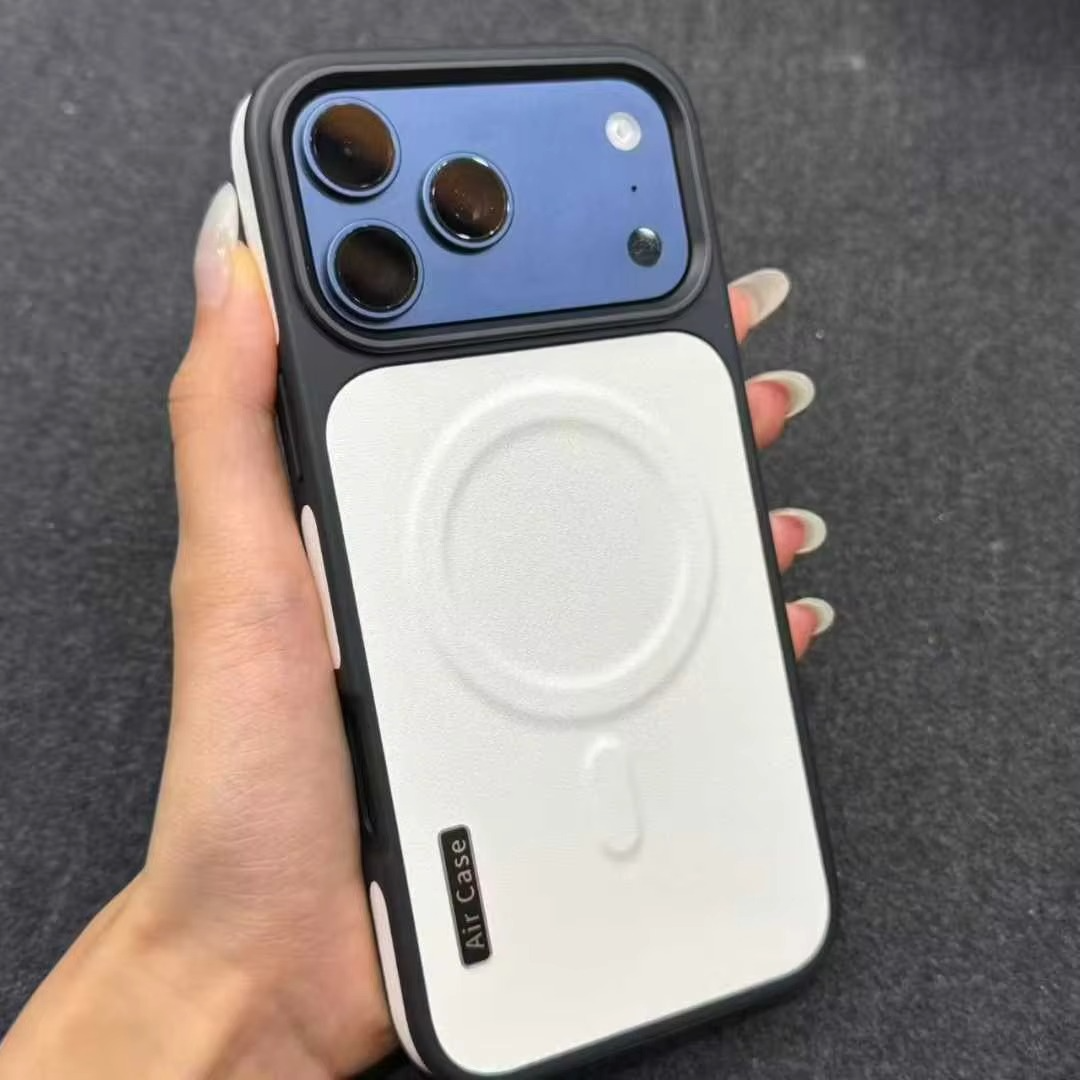 Luxury iPhone Case — MagSafe Compatible Leather Half-Wrapped Magnetic Shockproof Cover with Lens Protection, Anti-Fingerprint, Dustproof, Lightweight Non-Slip Design