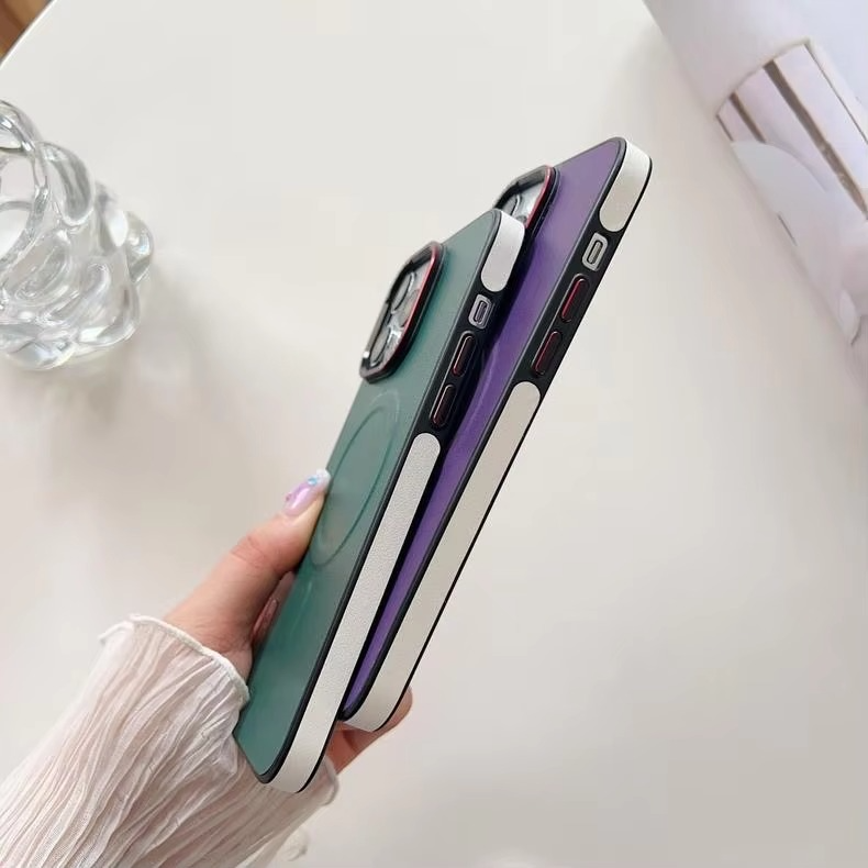 Luxury iPhone Case — MagSafe Compatible Leather Half-Wrapped Magnetic Shockproof Cover with Lens Protection, Anti-Fingerprint, Dustproof, Lightweight Non-Slip Design
