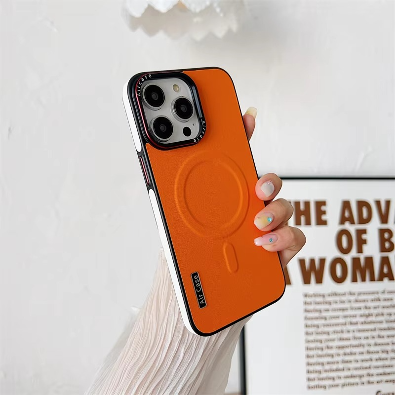 Luxury iPhone Case — MagSafe Compatible Leather Half-Wrapped Magnetic Shockproof Cover with Lens Protection, Anti-Fingerprint, Dustproof, Lightweight Non-Slip Design