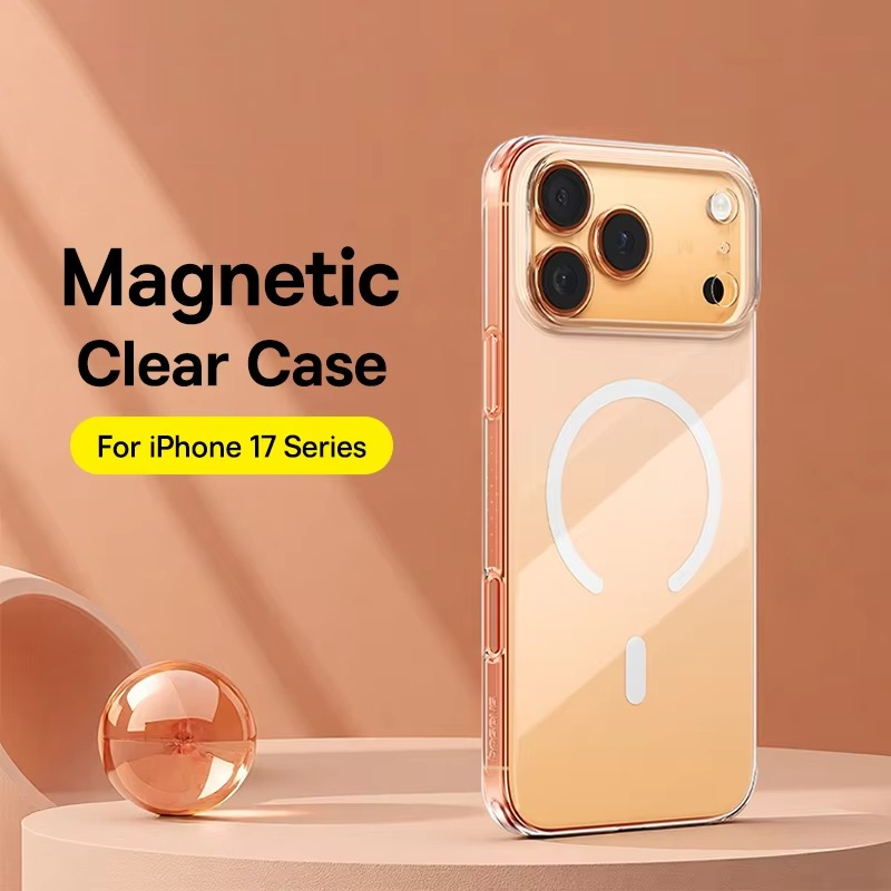 Luxury iPhone Case — Magnetic MagSafe Clear PC+TPU Wireless-Charging Cover, Shockproof, Anti-Fingerprint, Half-Wrapped Protection