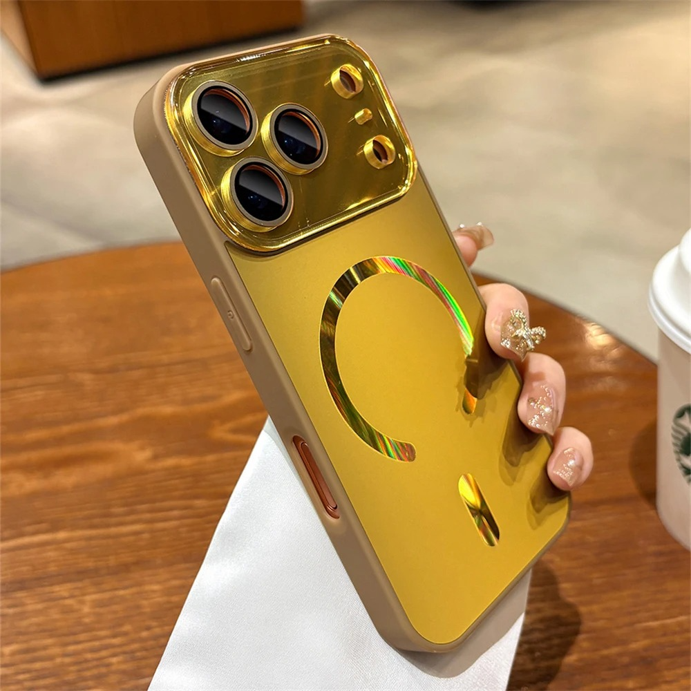 Luxury iPhone Case — Magnetic Matte Glass Large-Window Camera Protection Cover with Shockproof MagSafe Wireless-Charging Compatibility