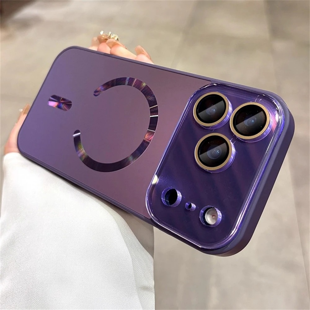 Luxury iPhone Case — Magnetic Matte Glass Large-Window Camera Protection Cover with Shockproof MagSafe Wireless-Charging Compatibility