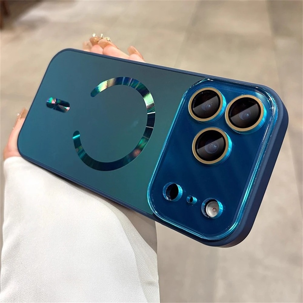 Luxury iPhone Case — Magnetic Matte Glass Large-Window Camera Protection Cover with Shockproof MagSafe Wireless-Charging Compatibility