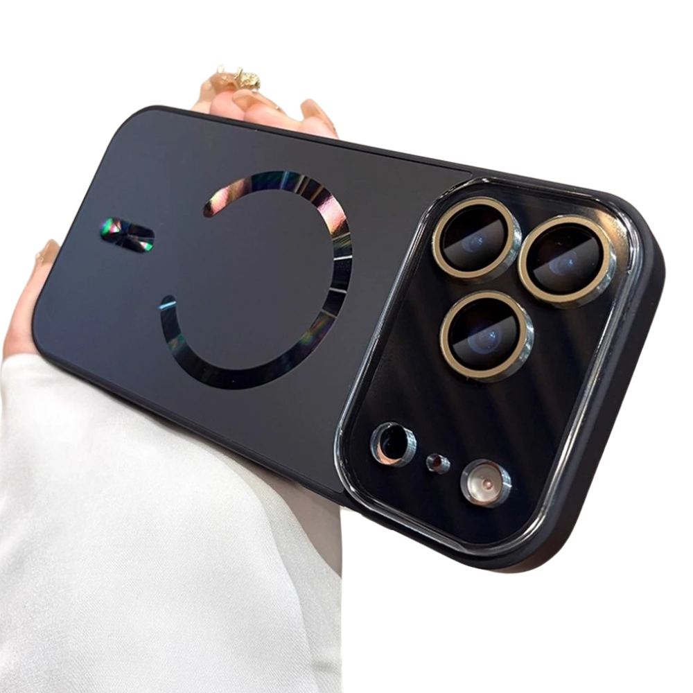 Luxury iPhone Case — Magnetic Matte Glass Large-Window Camera Protection Cover with Shockproof MagSafe Wireless-Charging Compatibility