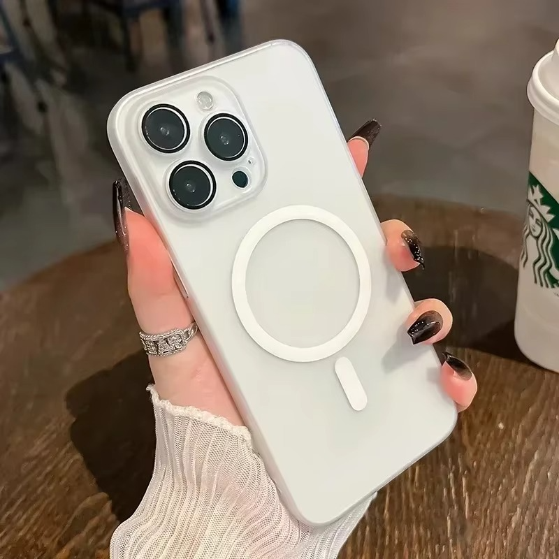 Luxury iPhone Case — Magnetic Matte Soft Silicone Cover with Color Collision, Camera Lens Protection, Shockproof, Anti-Scratch, MagSafe Compatible Design