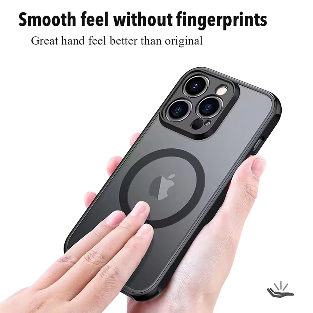 Luxury iPhone Case — Magnetic Matte Soft Silicone Cover with Color Collision, Camera Lens Protection, Shockproof, Anti-Scratch, MagSafe Compatible Design