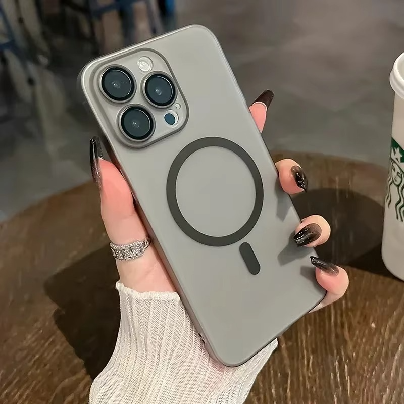 Luxury iPhone Case — Magnetic Matte Soft Silicone Cover with Color Collision, Camera Lens Protection, Shockproof, Anti-Scratch, MagSafe Compatible Design