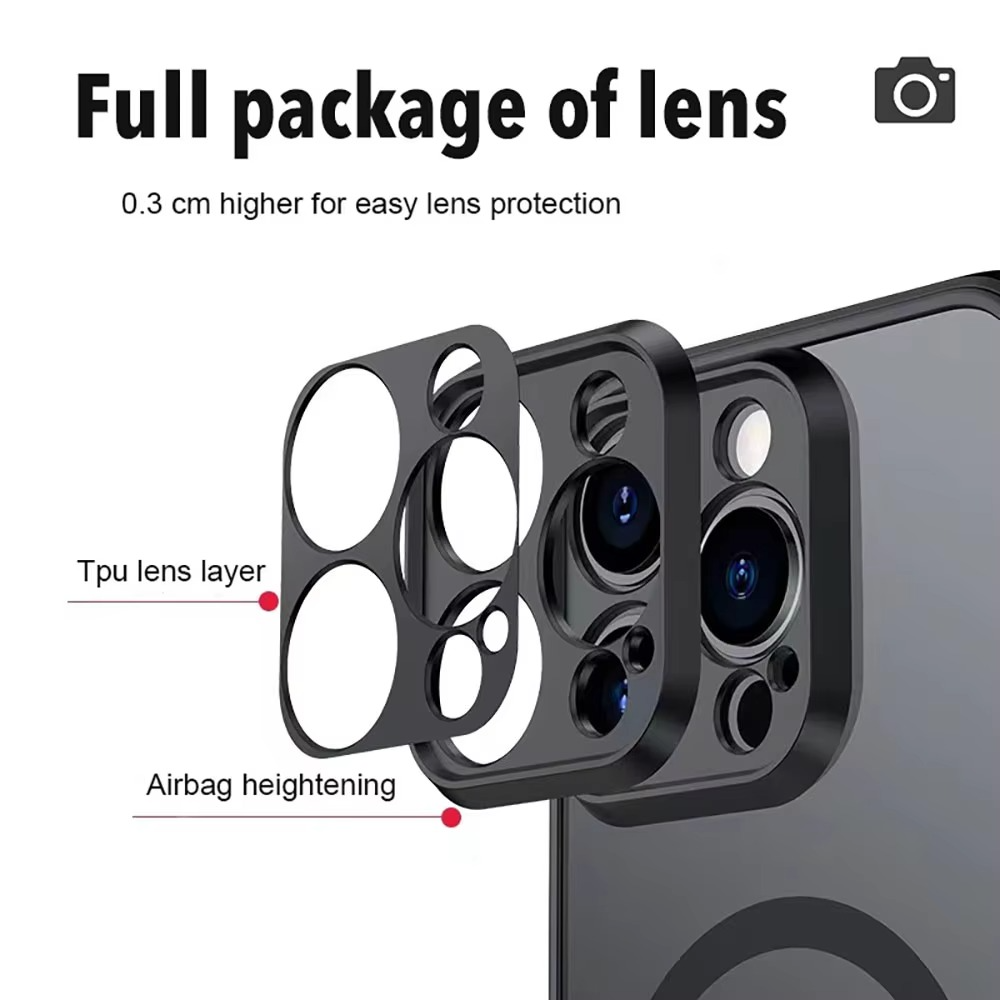 Luxury iPhone Case — Magnetic Matte Soft Silicone Cover with Color Collision, Camera Lens Protection, Shockproof, Anti-Scratch, MagSafe Compatible Design