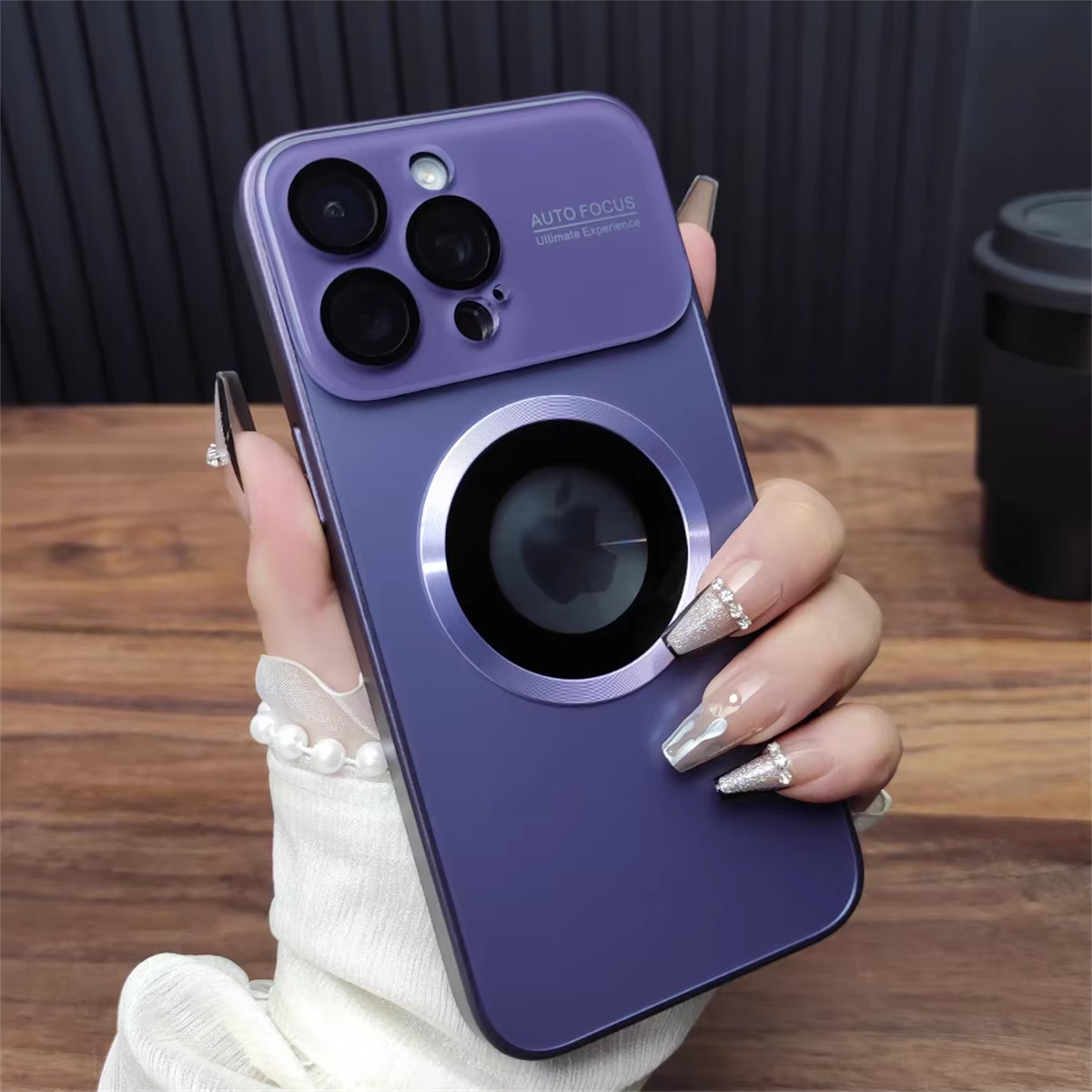 Luxury iPhone Case — MagSafe Large-Window Logo Hole Design with Shockproof Half-Wrapped Cover, Camera Lens Protection, Anti-Fingerprint Matte Non-Slip Finish