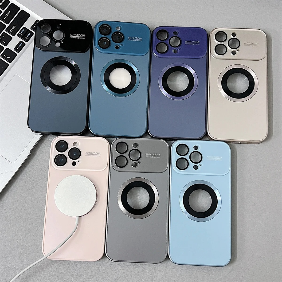 Luxury iPhone Case — MagSafe Large-Window Logo Hole Design with Shockproof Half-Wrapped Cover, Camera Lens Protection, Anti-Fingerprint Matte Non-Slip Finish