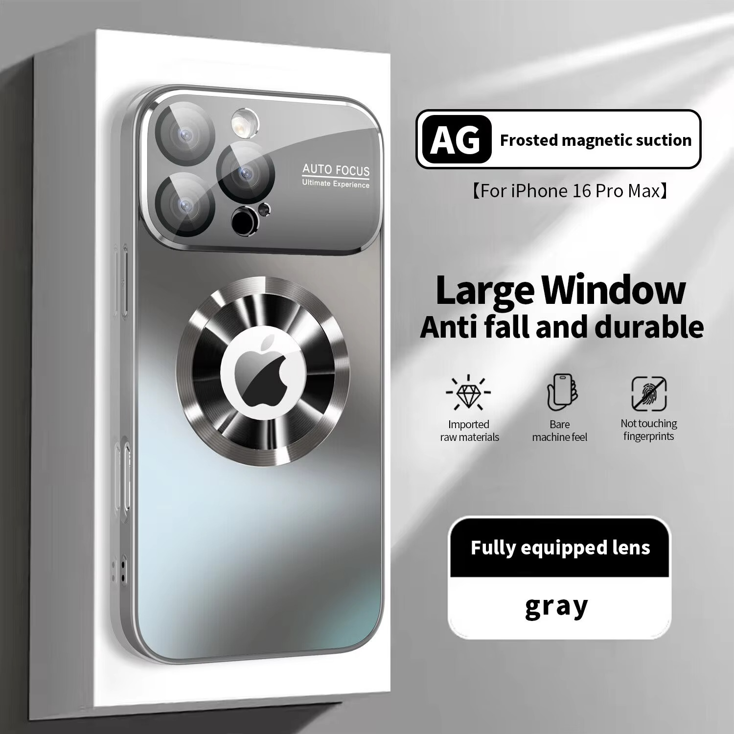 Luxury iPhone Case — MagSafe Large-Window Logo Hole Design with Shockproof Half-Wrapped Cover, Camera Lens Protection, Anti-Fingerprint Matte Non-Slip Finish