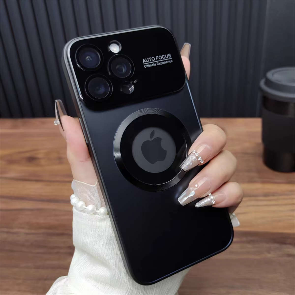 Luxury iPhone Case — MagSafe Large-Window Logo Hole Design with Shockproof Half-Wrapped Cover, Camera Lens Protection, Anti-Fingerprint Matte Non-Slip Finish