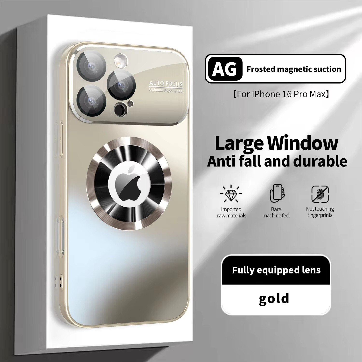 Luxury iPhone Case — MagSafe Large-Window Logo Hole Design with Shockproof Half-Wrapped Cover, Camera Lens Protection, Anti-Fingerprint Matte Non-Slip Finish