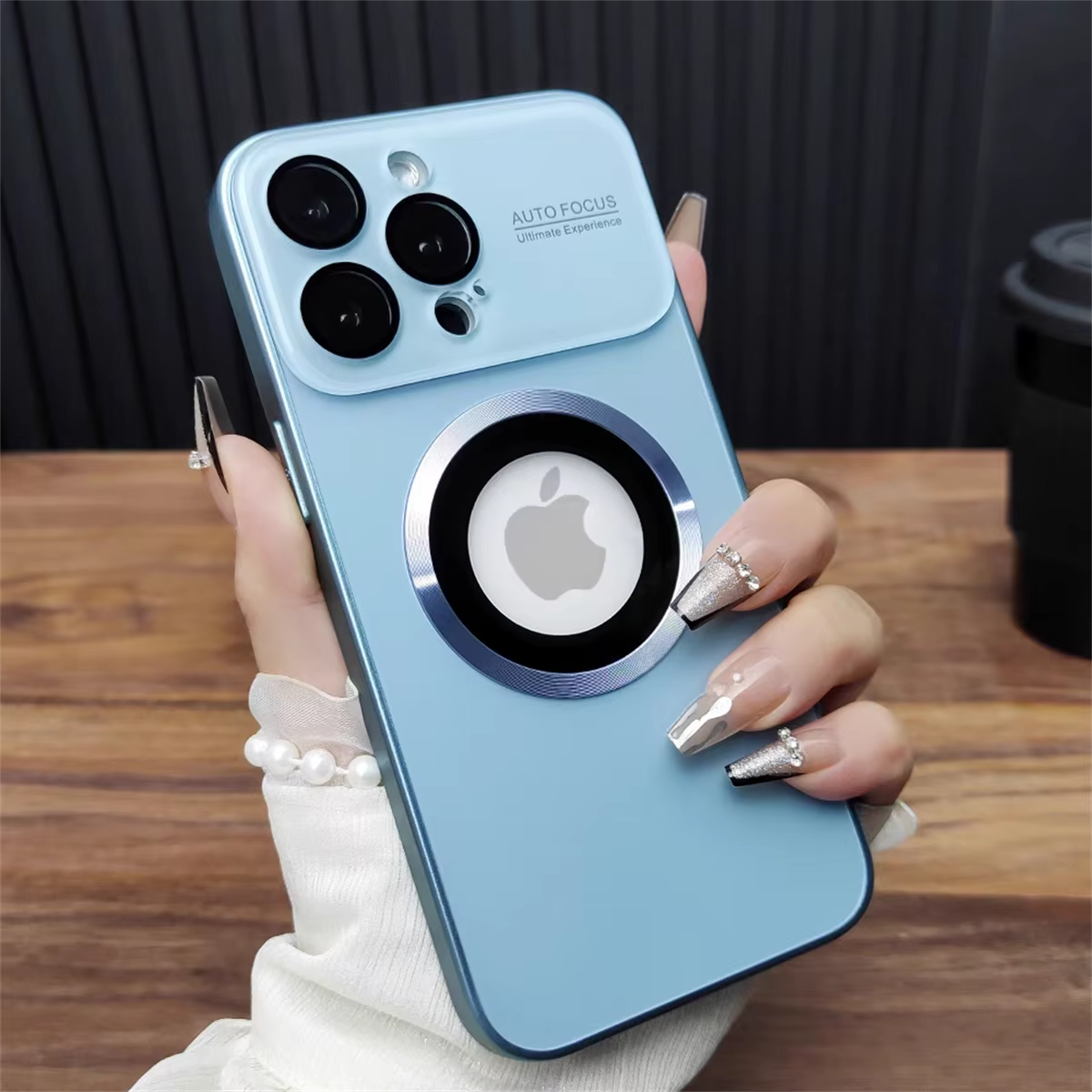 Luxury iPhone Case — MagSafe Large-Window Logo Hole Design with Shockproof Half-Wrapped Cover, Camera Lens Protection, Anti-Fingerprint Matte Non-Slip Finish