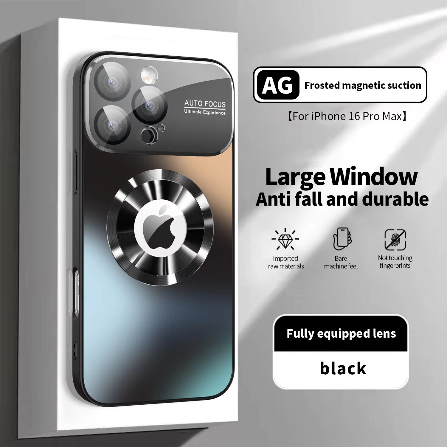 Luxury iPhone Case — MagSafe Large-Window Logo Hole Design with Shockproof Half-Wrapped Cover, Camera Lens Protection, Anti-Fingerprint Matte Non-Slip Finish