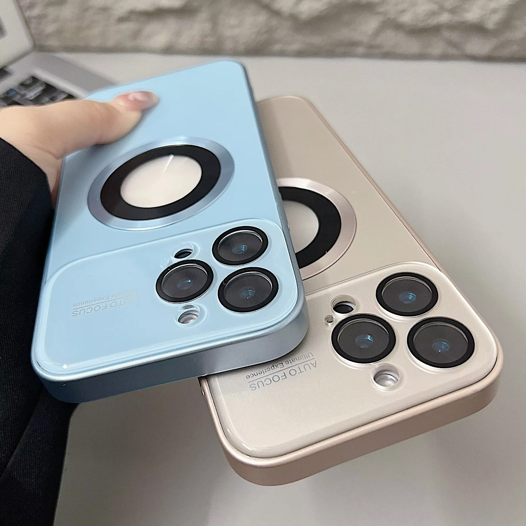 Luxury iPhone Case — MagSafe Large-Window Logo Hole Design with Shockproof Half-Wrapped Cover, Camera Lens Protection, Anti-Fingerprint Matte Non-Slip Finish