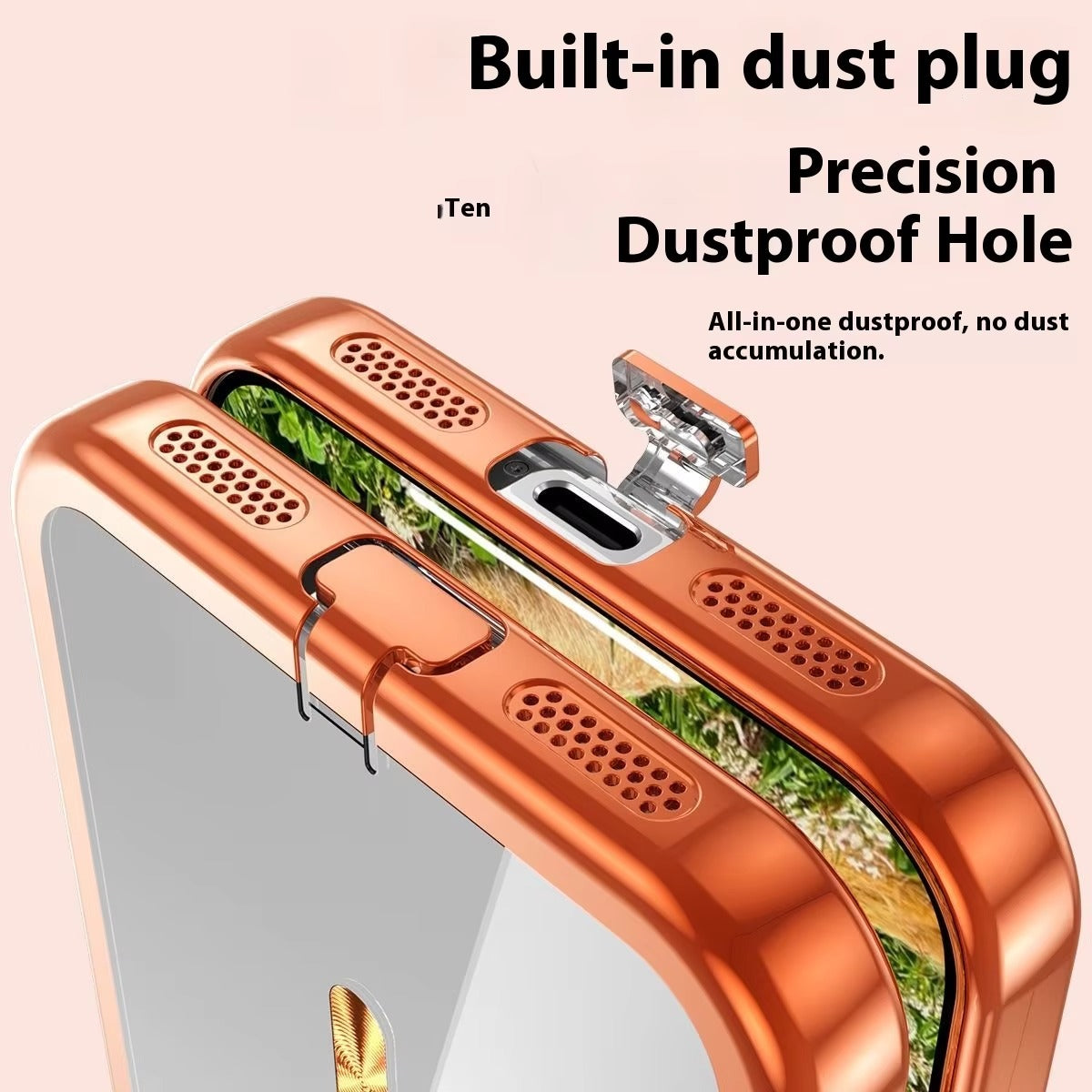 Luxury iPhone Case — MagSafe Transparent TPU Half-Wrapped Soft Plating Cover with Dust Plug, Shockproof, Anti-Fingerprint, Anti-Scratch Matte Finish