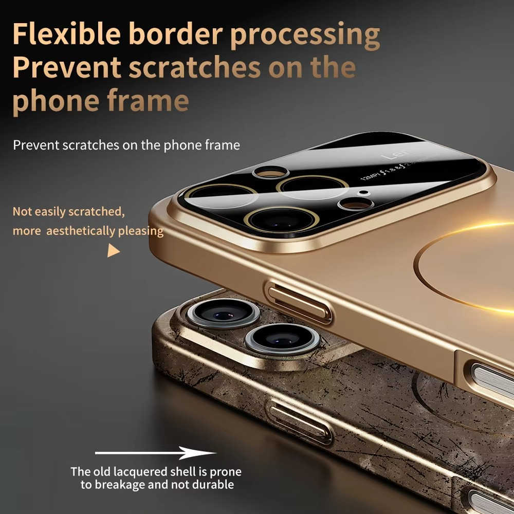 Luxury iPhone Case — Matte Magnetic MagSafe Camera Protection with Shockproof Hard Thin Cover, Anti-Fingerprint, Anti-Scratch, Dustproof Non-Slip Bumper