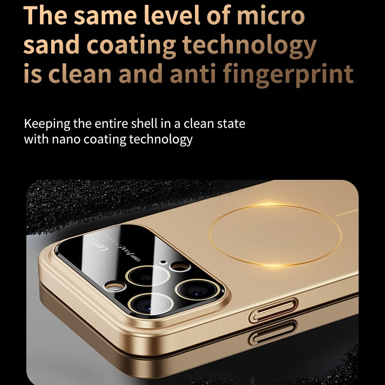 Luxury iPhone Case — Matte Magnetic MagSafe Camera Protection with Shockproof Hard Thin Cover, Anti-Fingerprint, Anti-Scratch, Dustproof Non-Slip Bumper