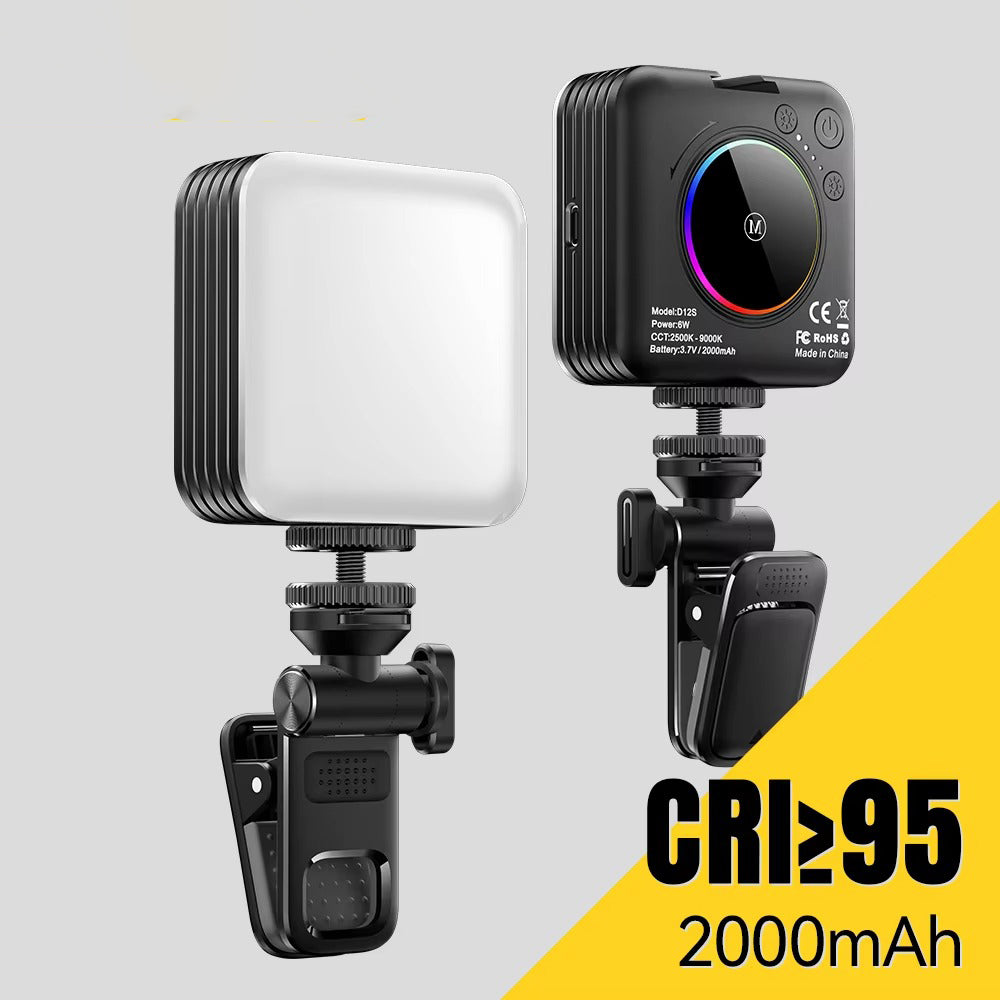 Luxury Portable RGB Video Fill Light with 2000mAh Battery, 2500–9000K Adjustable Color Temperature, CRI95 Pocket Light for Vlog & Livestream