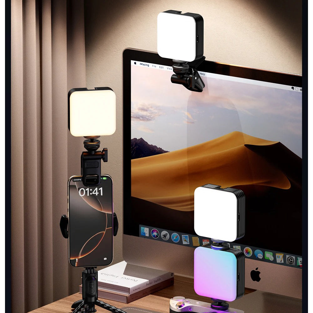 Luxury Portable RGB Video Fill Light with 2000mAh Battery, 2500–9000K Adjustable Color Temperature, CRI95 Pocket Light for Vlog & Livestream