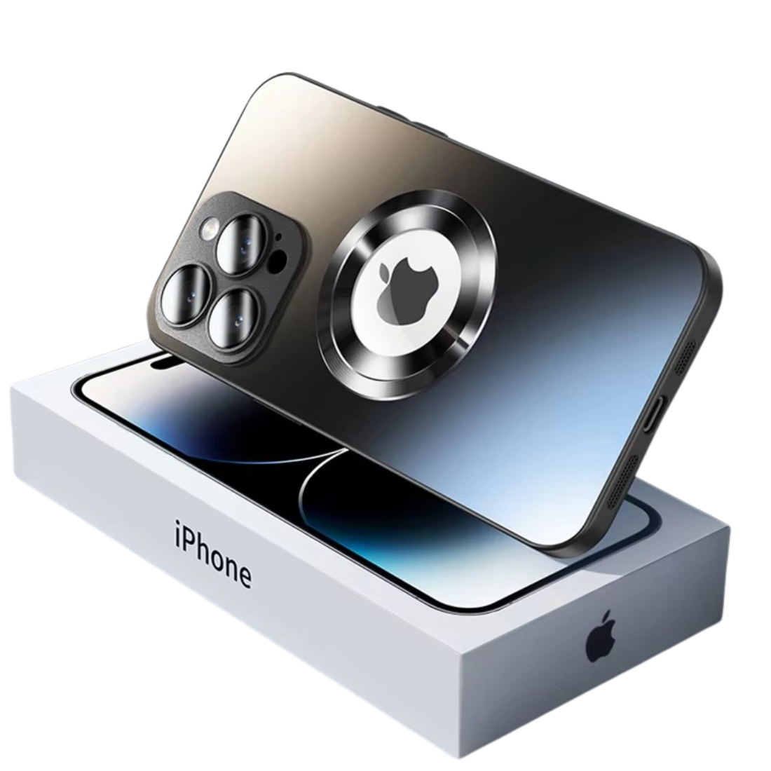 Luxury iPhone Case — Tempered Glass Matte Magnetic MagSafe Wireless-Charging Half-Wrapped Cover with Shockproof Soft-Hard Bumper, Anti-Fingerprint, Luminous Finish