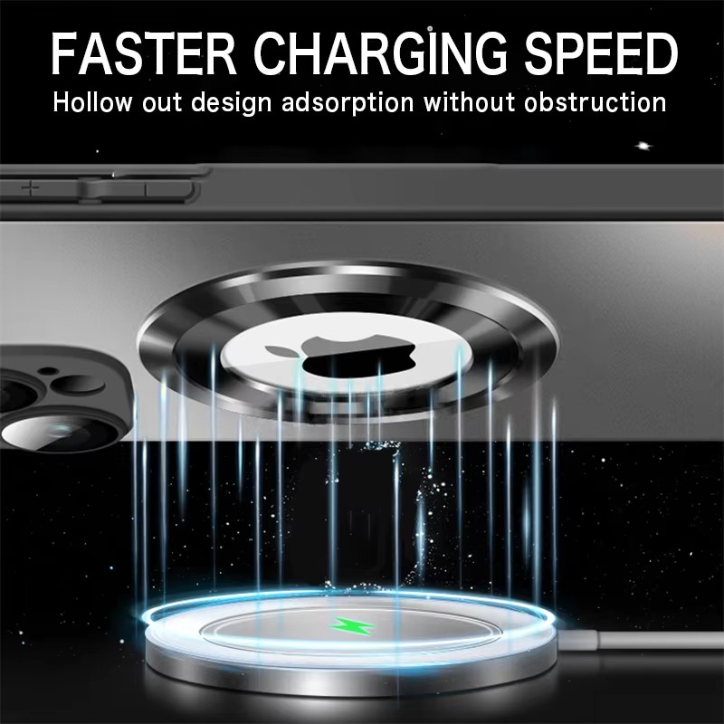Luxury iPhone Case — Tempered Glass Matte Magnetic MagSafe Wireless-Charging Half-Wrapped Cover with Shockproof Soft-Hard Bumper, Anti-Fingerprint, Luminous Finish