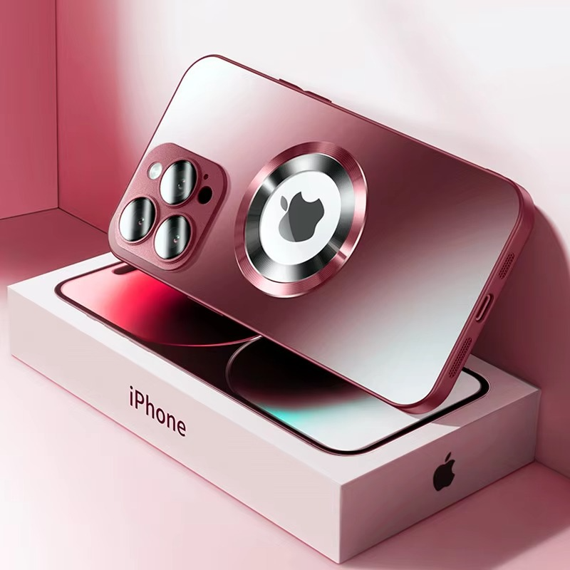 Luxury iPhone Case — Tempered Glass Matte Magnetic MagSafe Wireless-Charging Half-Wrapped Cover with Shockproof Soft-Hard Bumper, Anti-Fingerprint, Luminous Finish
