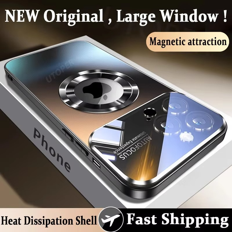 Luxury iPhone Case — Titanium Sanding Magnetic MagSafe Wireless-Charging Half-Wrapped Cover with Glass Lens Protection, Shockproof Design, Anti-Fingerprint Non-Slip Finish