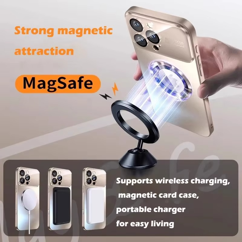 Luxury iPhone Case — Titanium Sanding Magnetic MagSafe Wireless-Charging Half-Wrapped Cover with Glass Lens Protection, Shockproof Design, Anti-Fingerprint Non-Slip Finish