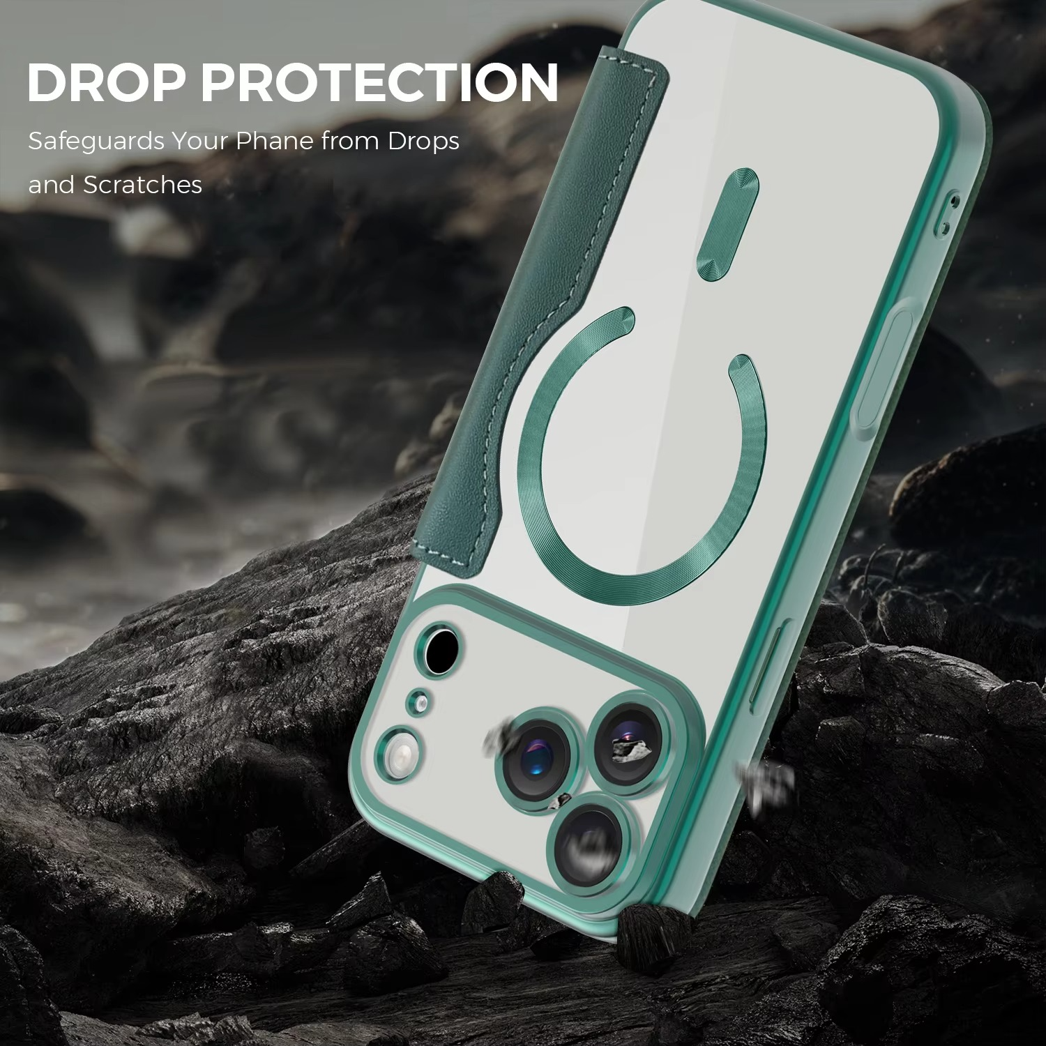 Luxury iPhone Case — Transparent Flip Leather MagSafe Compatible Magnetic Wallet Cover, Shockproof, Anti-Fingerprint, Card Holder, Kickstand, Dustproof Design