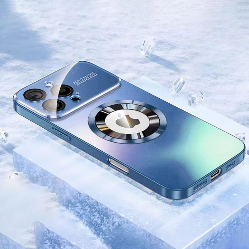 Luxury iPhone Case — Titanium Sanding Magnetic MagSafe Wireless-Charging Half-Wrapped Cover with Glass Lens Protection, Shockproof Design, Anti-Fingerprint Non-Slip Finish